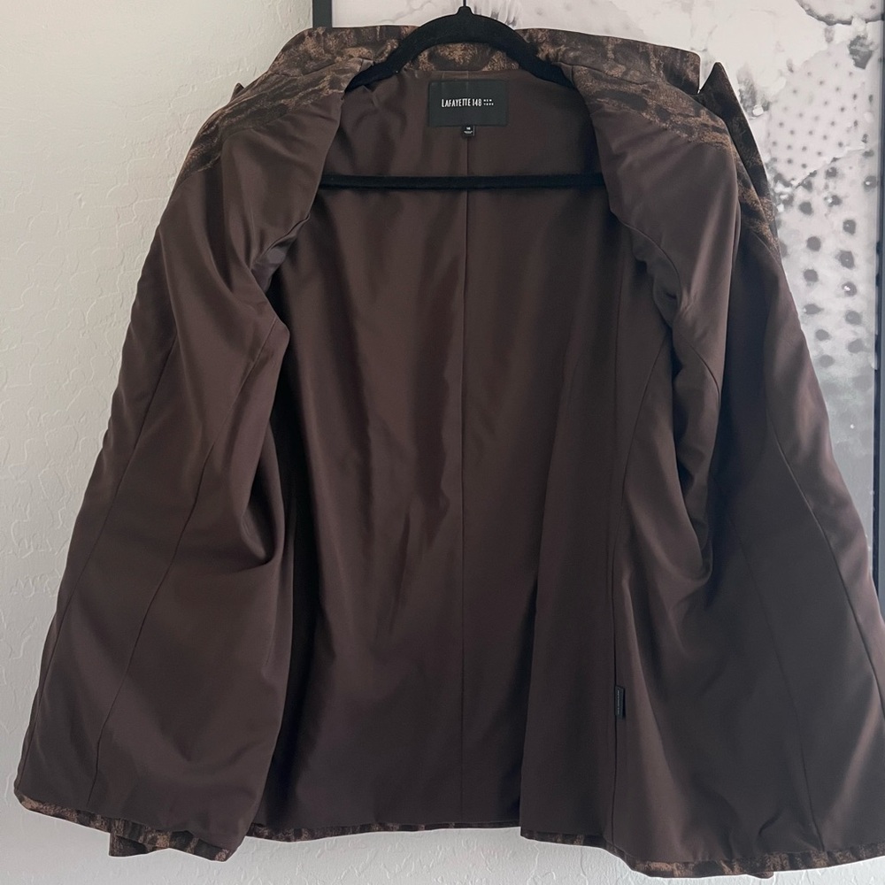 NWOT Lafayette 148 New York Wool Brown Animal Print Women's Blazer Size 16 - Picture 7 of 8